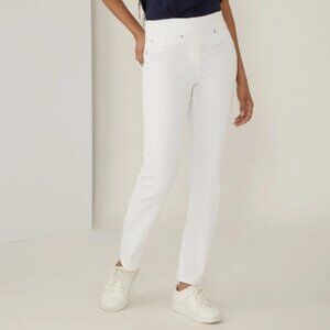 New Bellina White Straight Leg Stretch Pull On Jeans Size XL Petite PXL bin 4H
